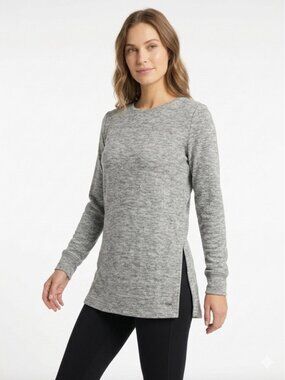 ROOTS Canada Cozy Cabin Knit Crewneck Tunic Sweater Heather Grey Medium - 580